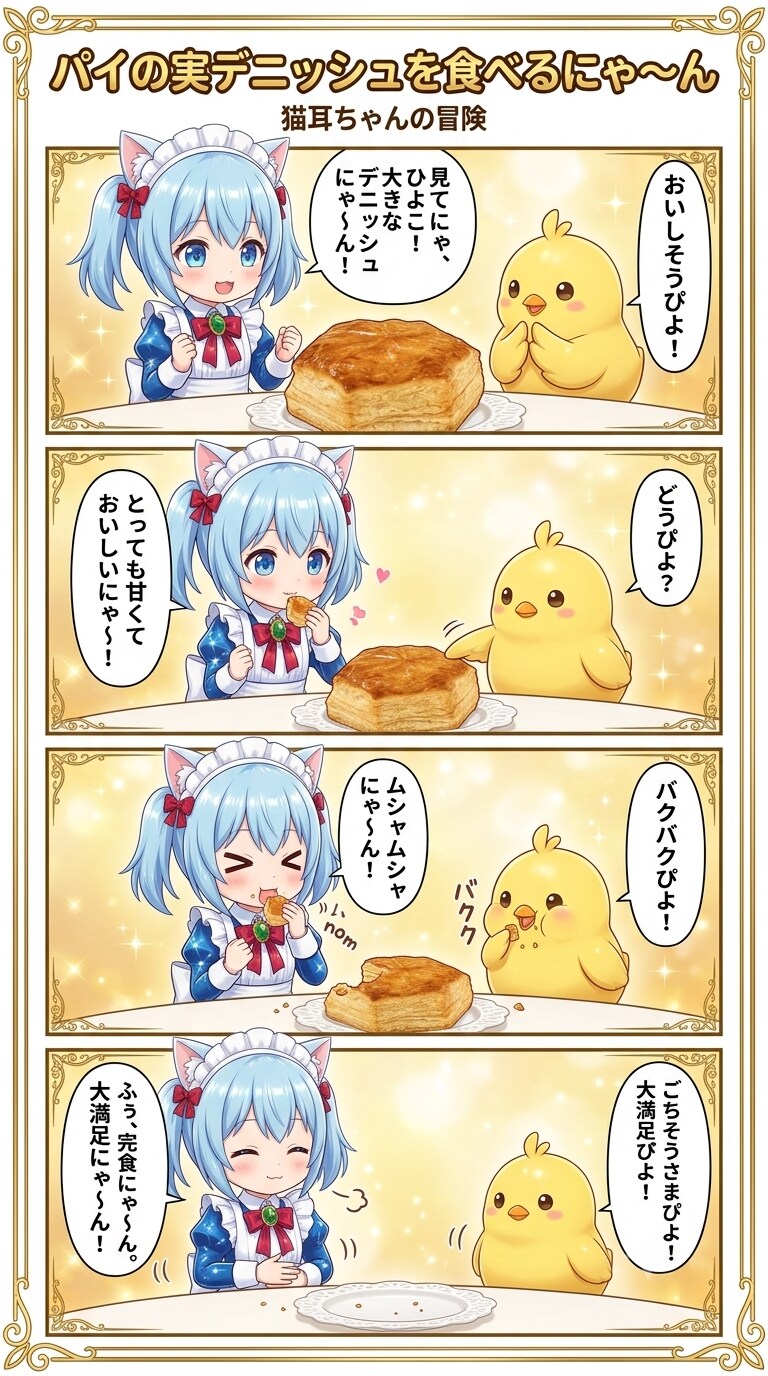 パイの実ディニッシュを食べるにゃ〜ん | の人気AIイラスト・グラビア
