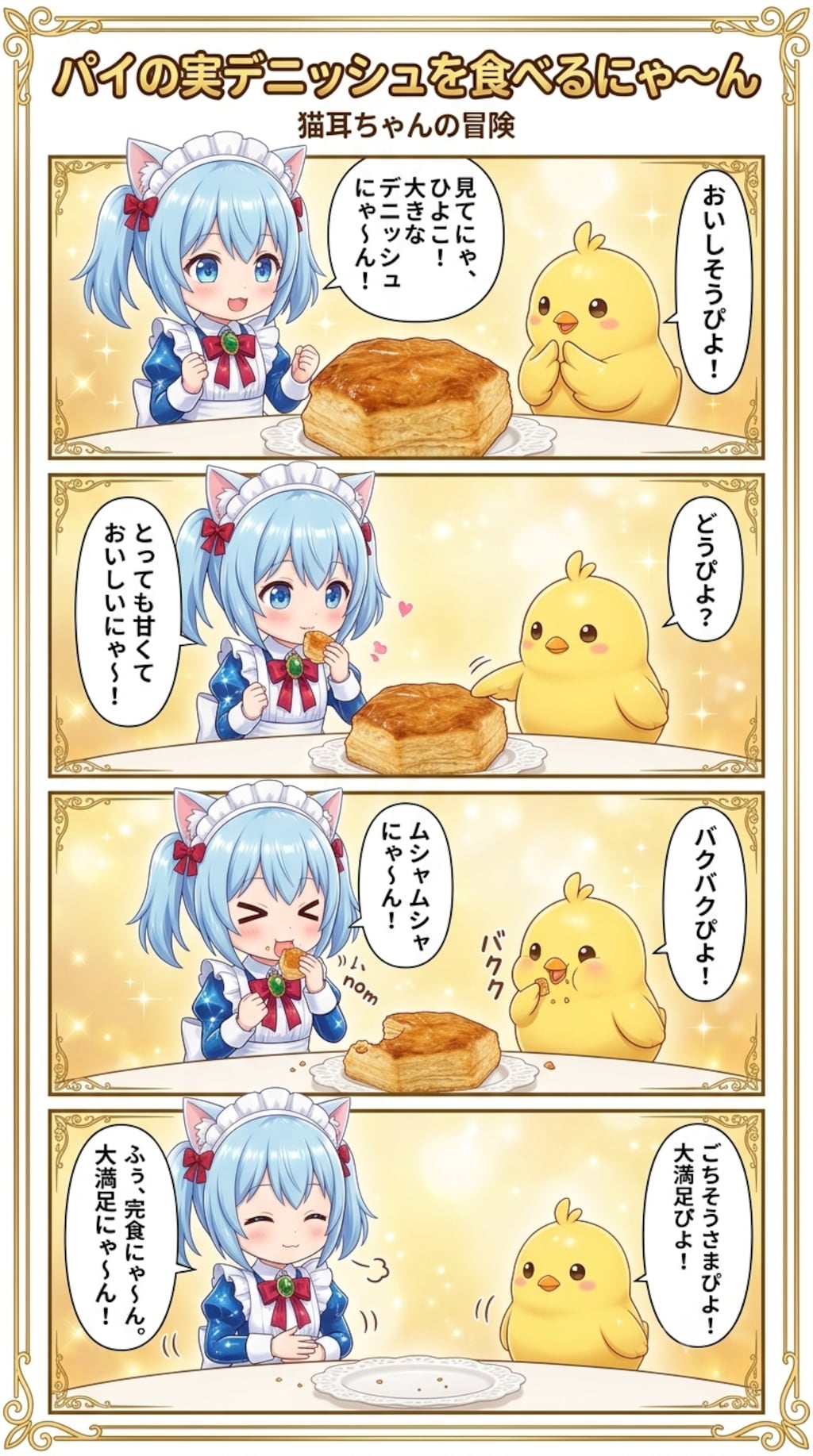 パイの実ディニッシュを食べるにゃ〜ん