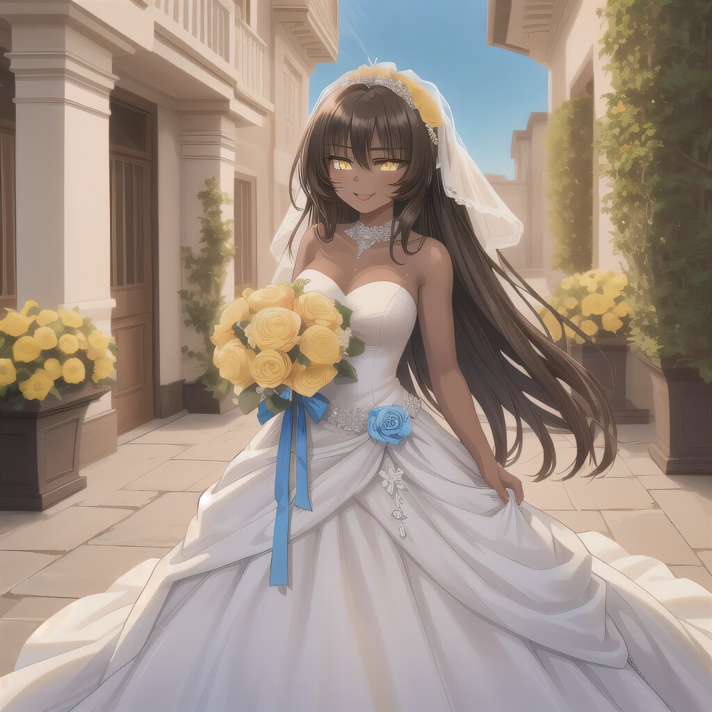 黒髪ロングでウェディングドレスの少女３６