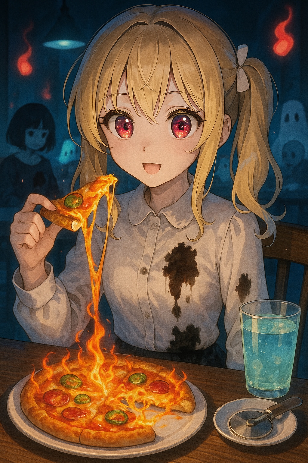 レストラン「ぼっち」名物の幽霊ピザ | の人気AIイラスト・グラビア