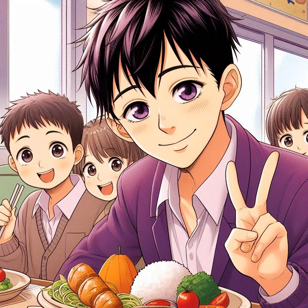 お子様ランチと、黒髪短髪男性♪その1-2(8枚)