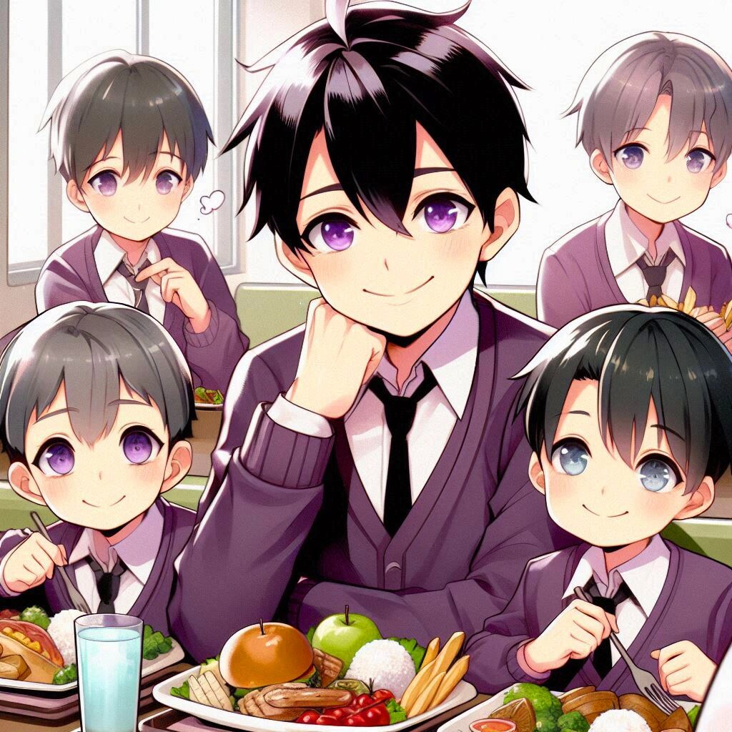 お子様ランチと、黒髪短髪男性♪その1-2(8枚)