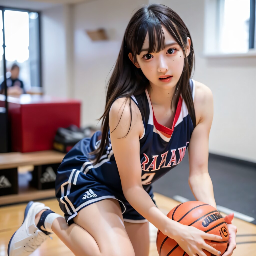 黒髪ロングでユニフォームの美女８８