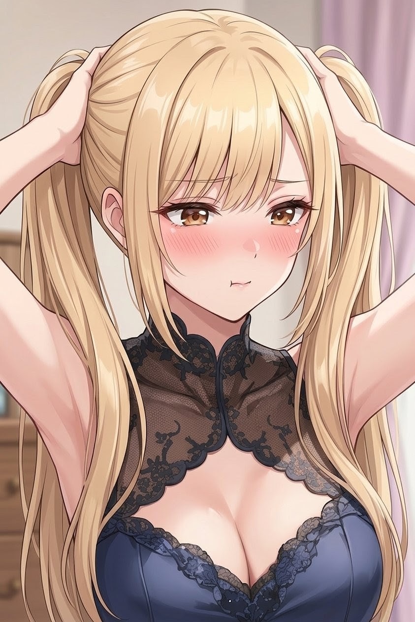 手ツインテールにするフユキ
