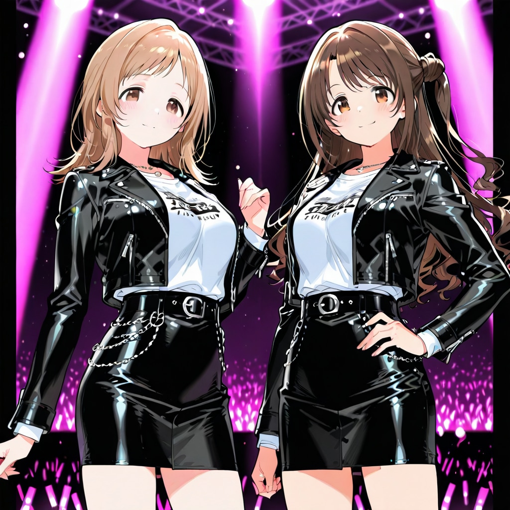 レザー着用の島村卯月&櫻木真乃