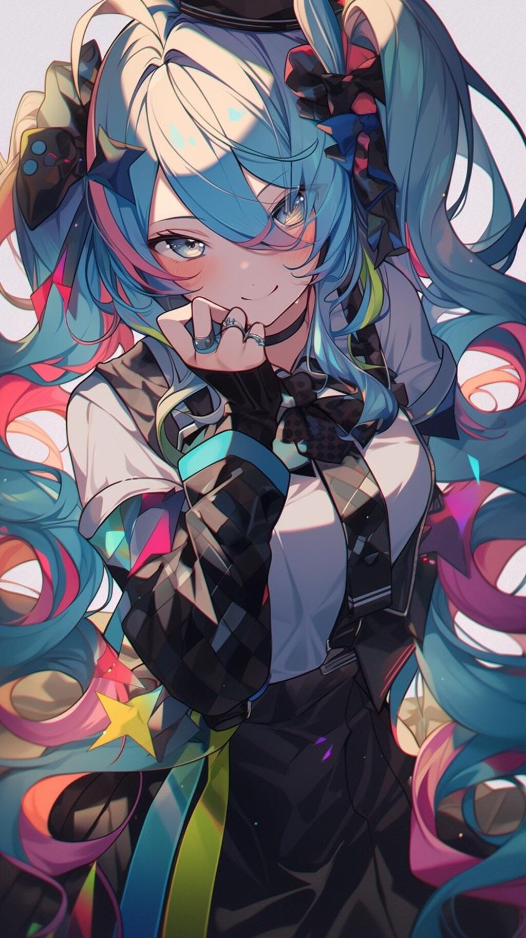 青髪×巻髪ロング