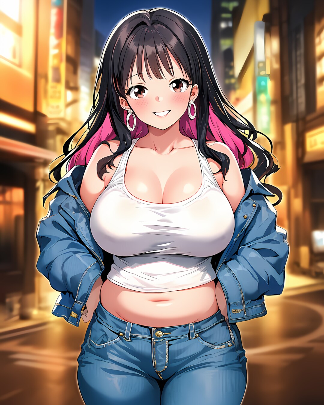 🌃夜の街で待ち合わせ✨デニムセットアップのリナちゃん