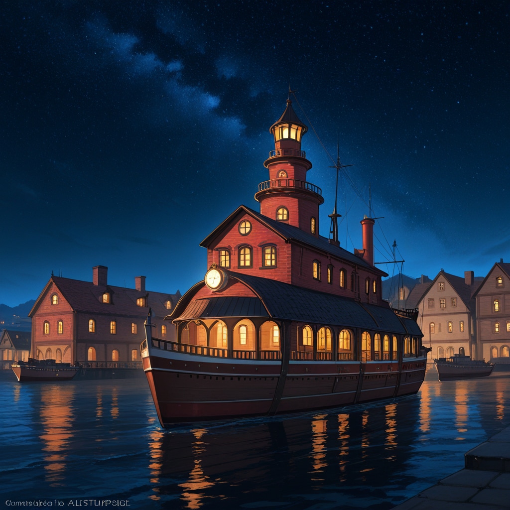 ヨーロピアンな港の夜 | の人気AIイラスト・グラビア