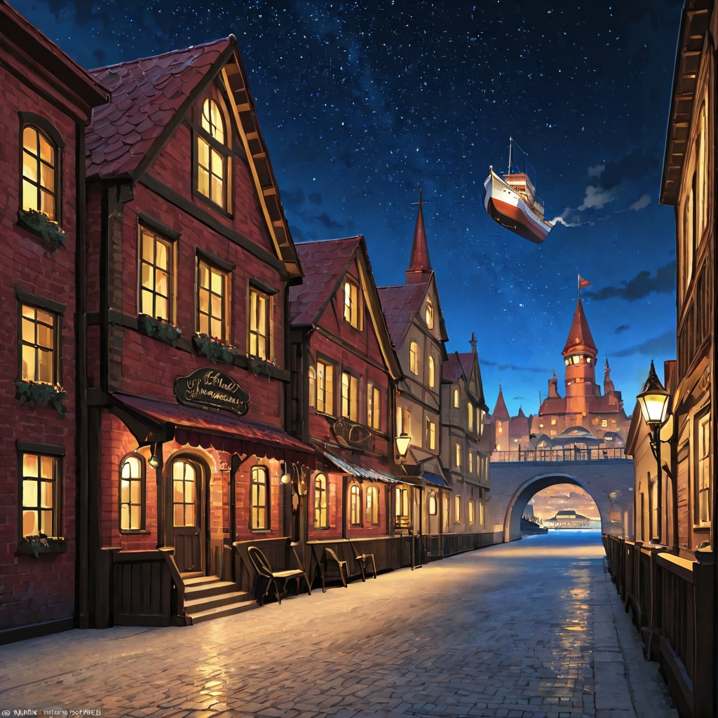 ヨーロピアンな港の夜