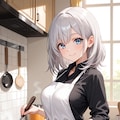 料理をつくる銀髪ちゃん 2枚目