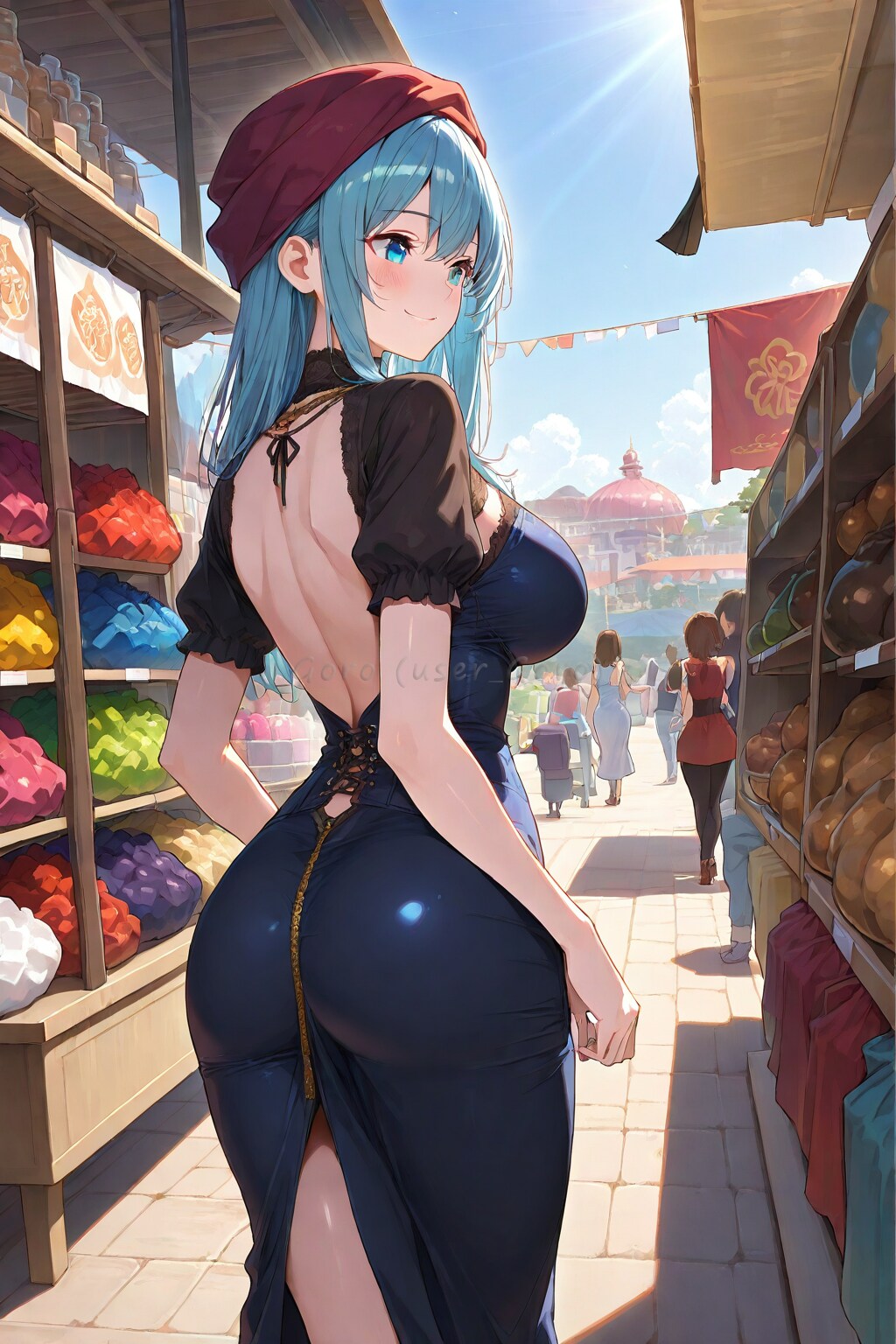 西域のバザールで買い物