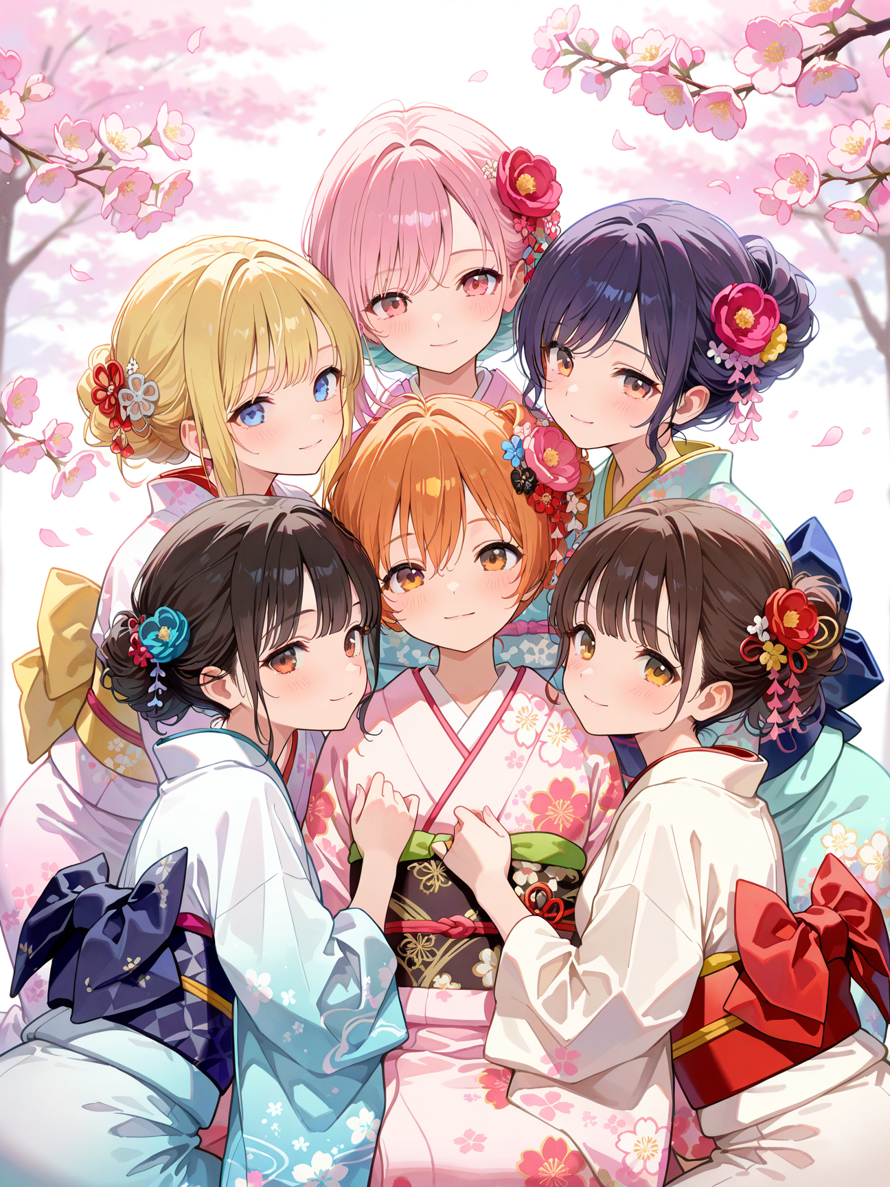 桜と着物の少女たち | の人気AIイラスト・グラビア