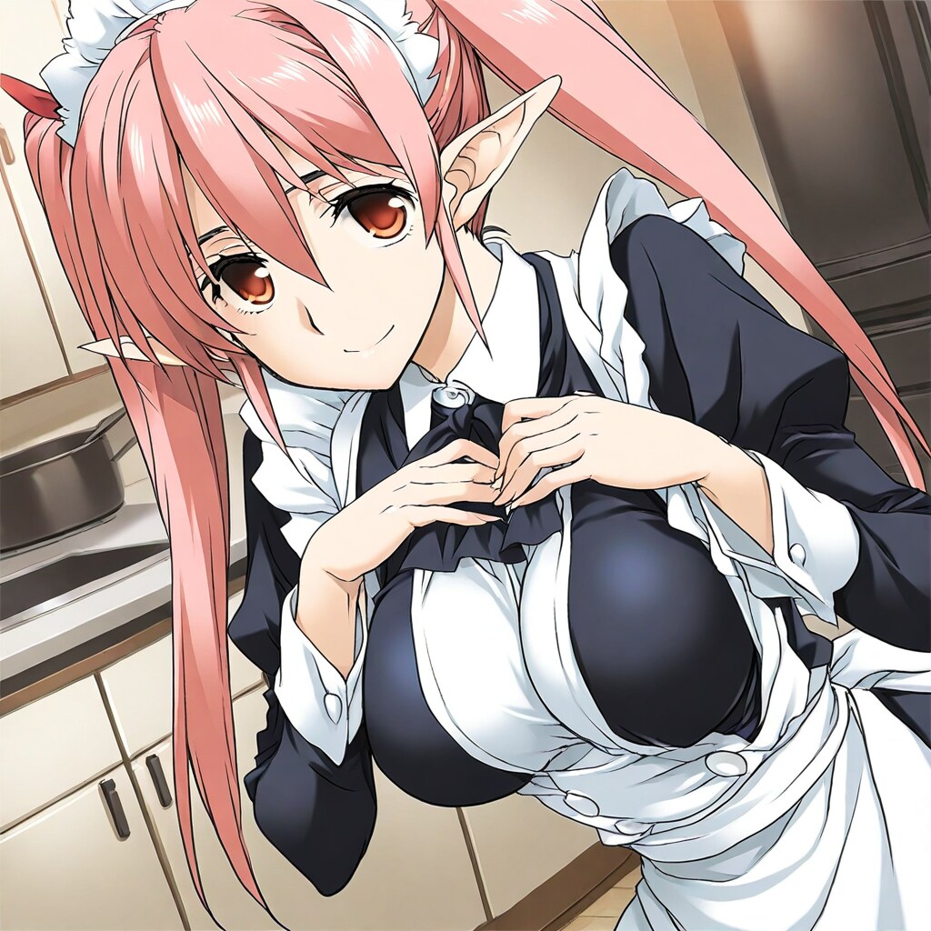 エルフのメイドさん、これから朝食づくり…。