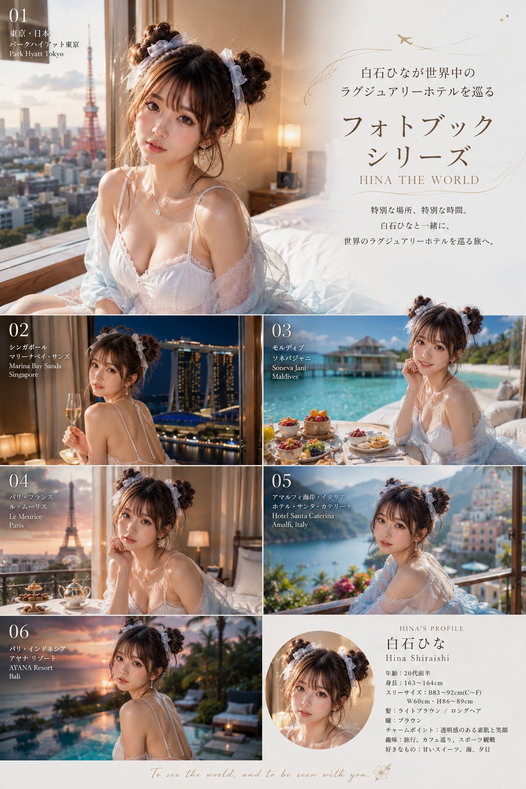 「白石ひなが世界中のラグジュアリーホテルを巡るフォトブックシリーズ」