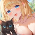 金髪美女と黒猫 2枚目