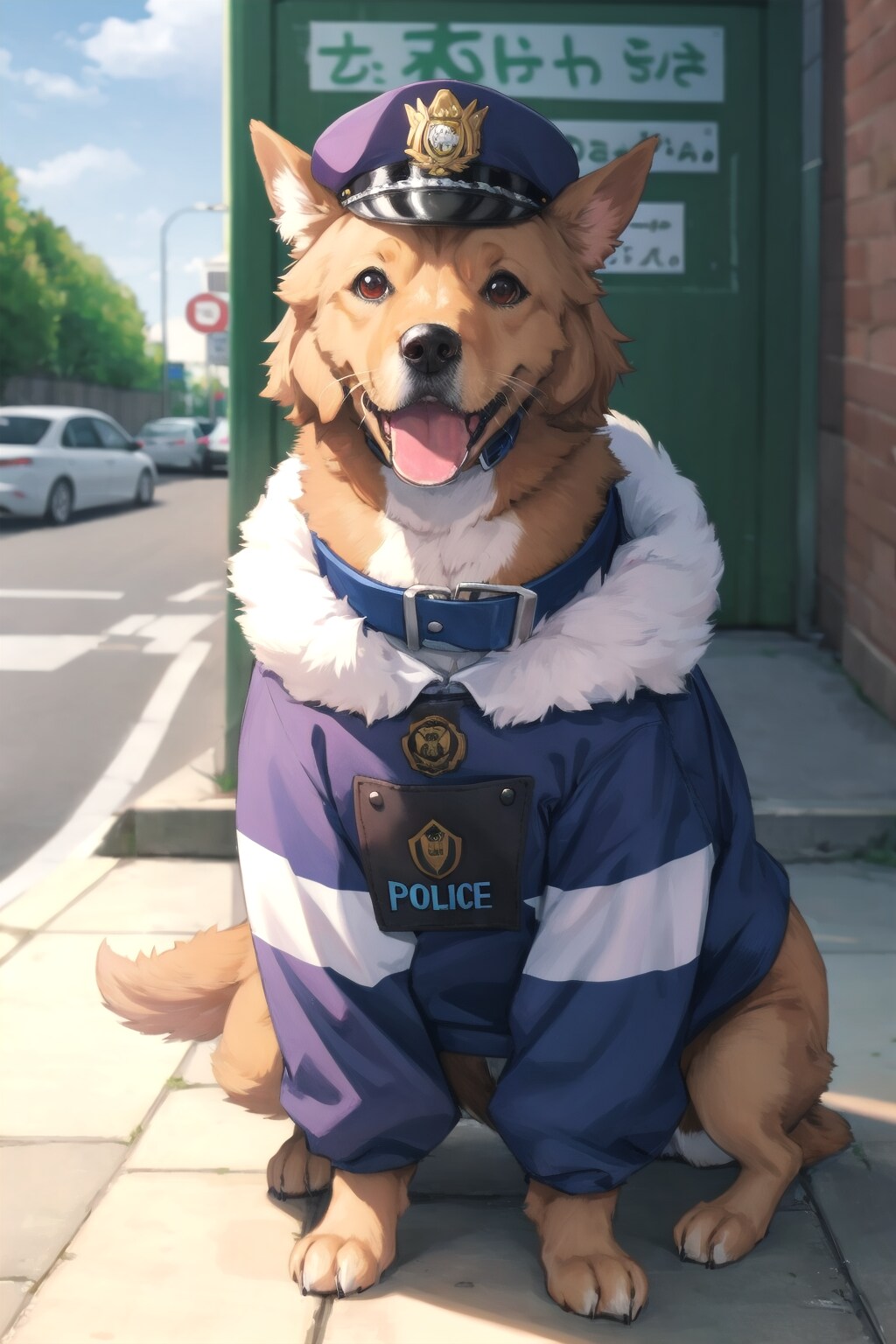 日本で生成：犬のおまわりさん