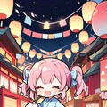 夏祭りのピンク髪ちゃん 2枚目
