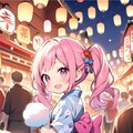 夏祭りのピンク髪ちゃん 3枚目