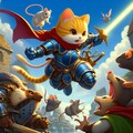 ネズミと戦うネコ騎士 2枚目
