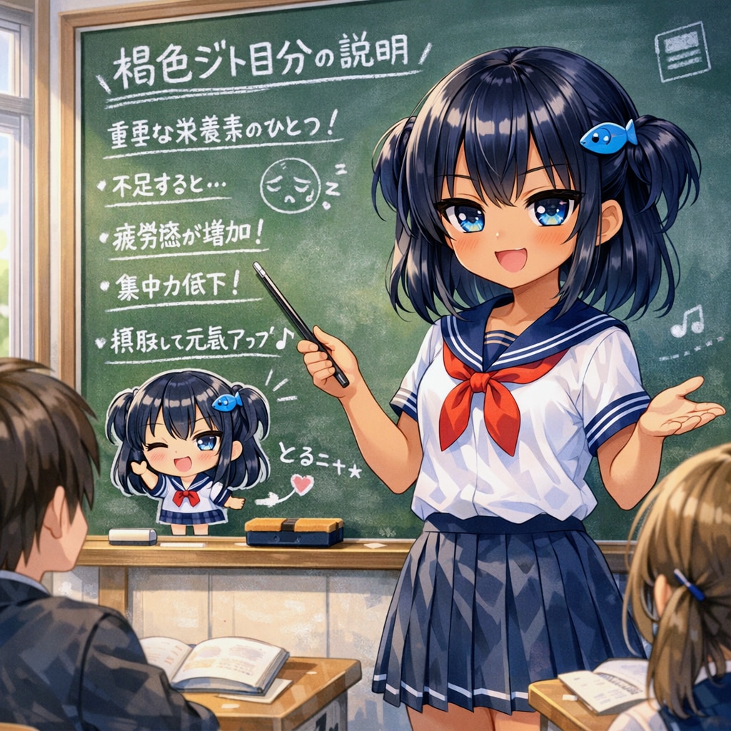 褐色ジト目分の説明をするこなつちゃん