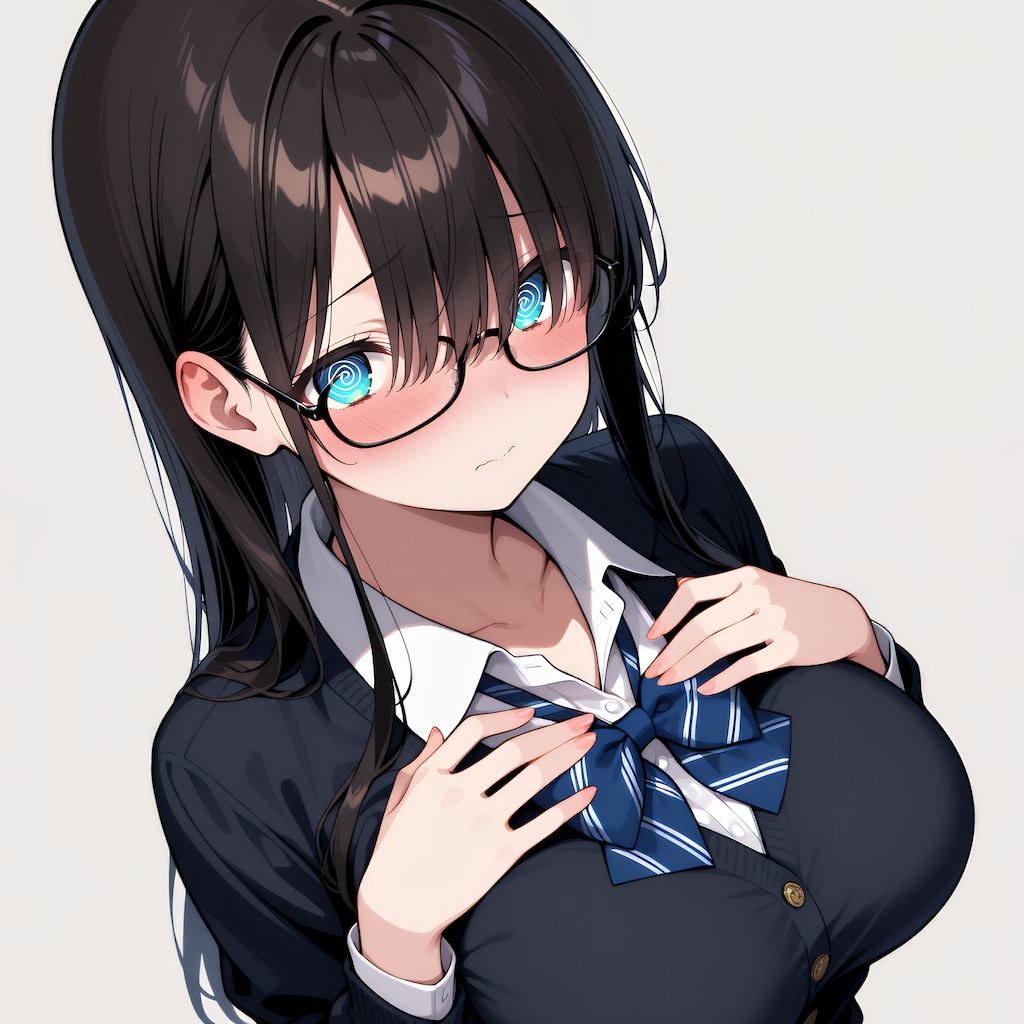 黒髪眼鏡目隠地味娘