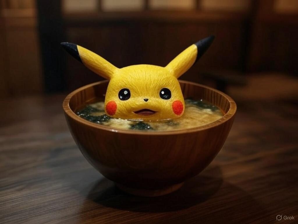 牛丼屋の味噌汁にピカチュウが！？