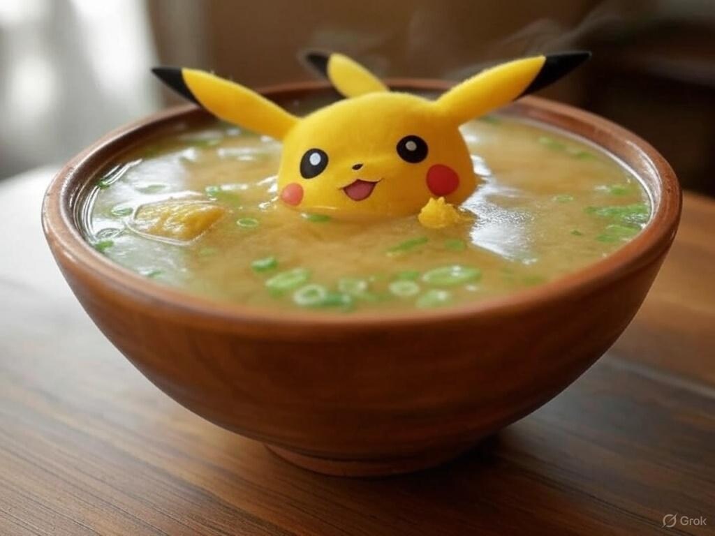 牛丼屋の味噌汁にピカチュウが！？