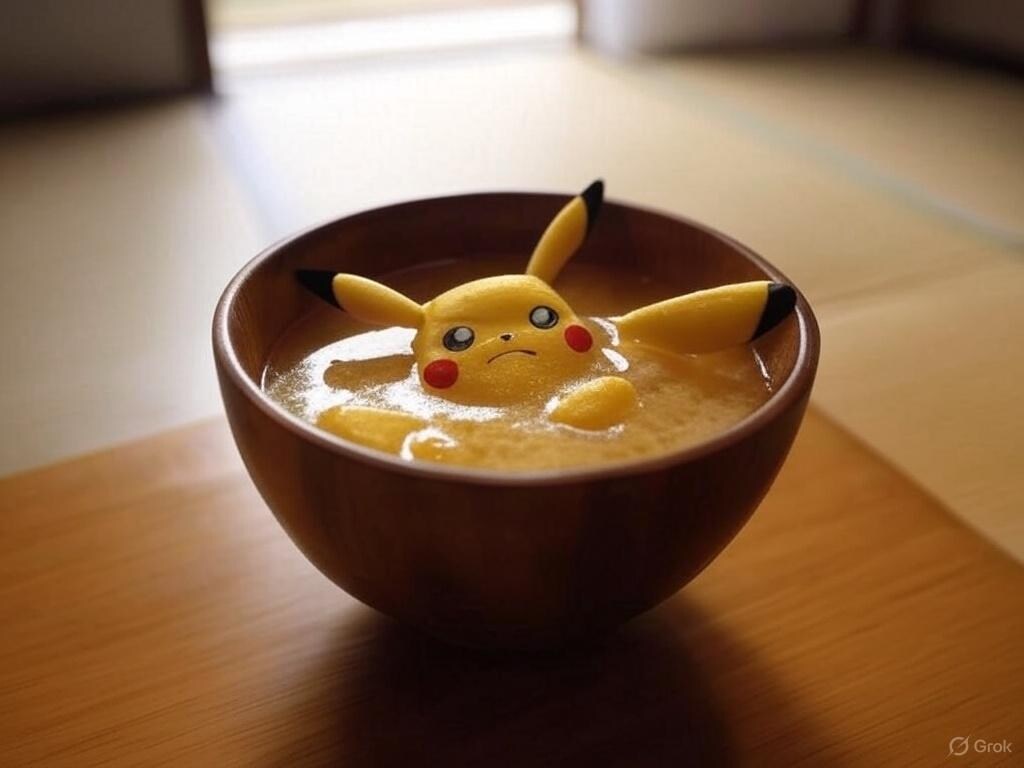 牛丼屋の味噌汁にピカチュウが！？