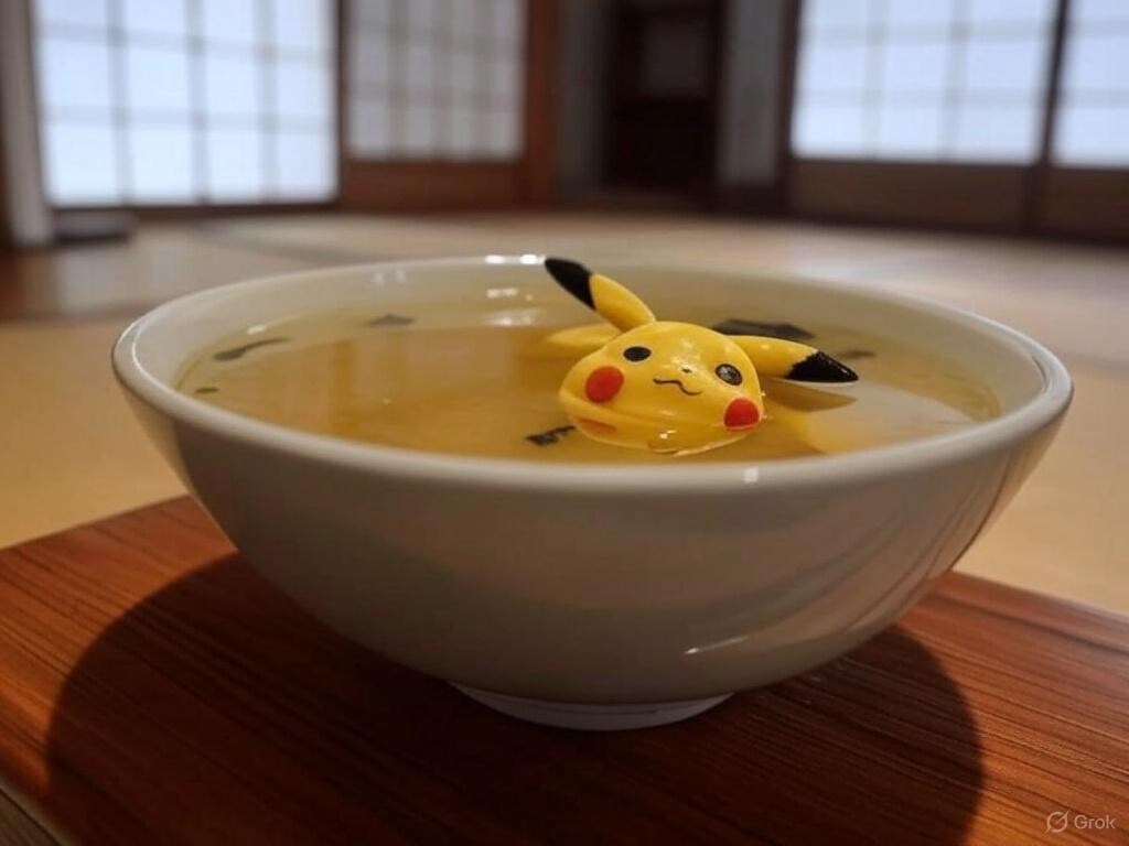 牛丼屋の味噌汁にピカチュウが！？