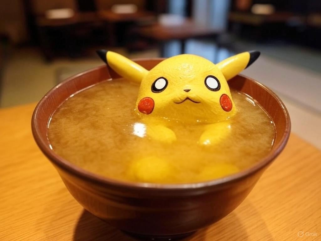 牛丼屋の味噌汁にピカチュウが！？