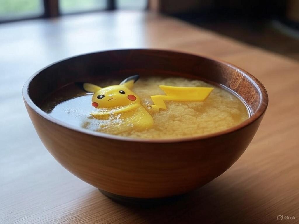 牛丼屋の味噌汁にピカチュウが！？