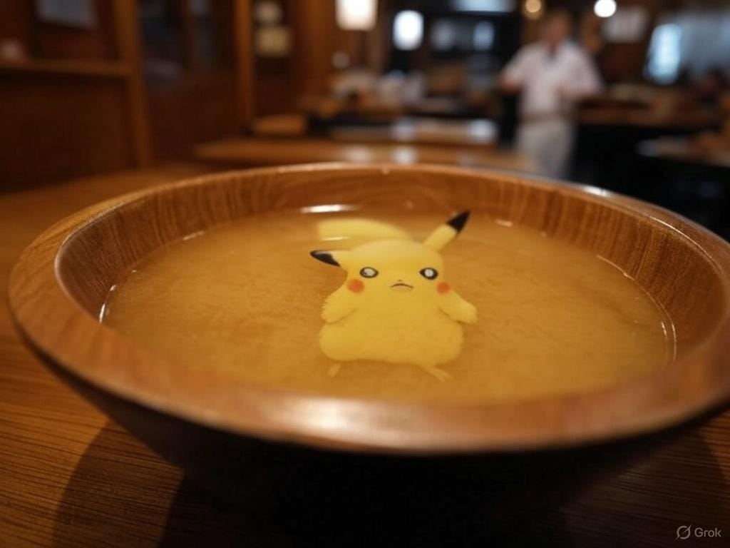 牛丼屋の味噌汁にピカチュウが！？