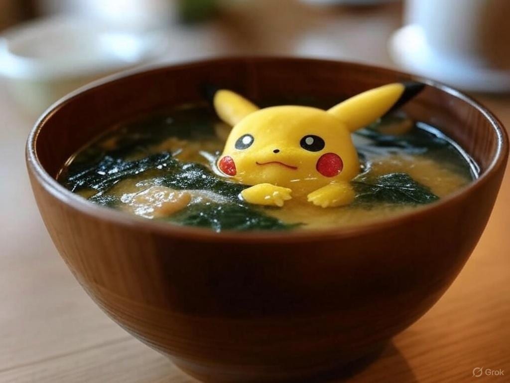 牛丼屋の味噌汁にピカチュウが！？