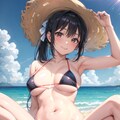 黒いビキニのお姉さん 2枚目