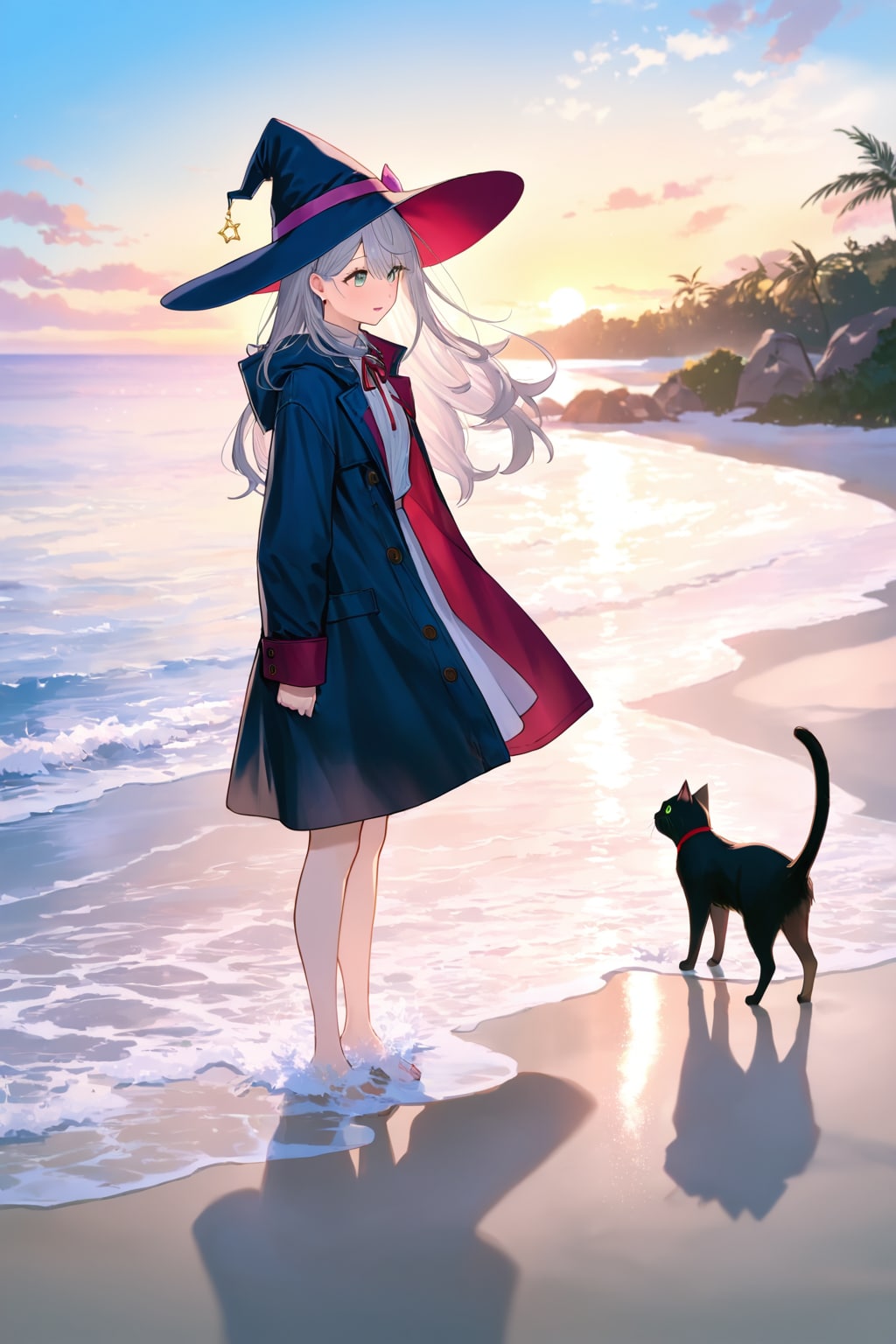 砂浜の魔女と黒猫