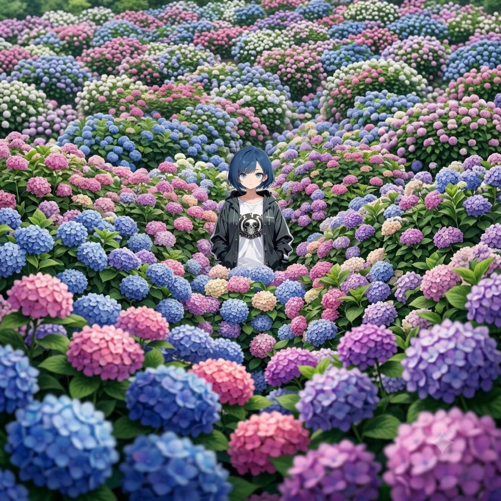 限界まで紫陽花描いてもらった
