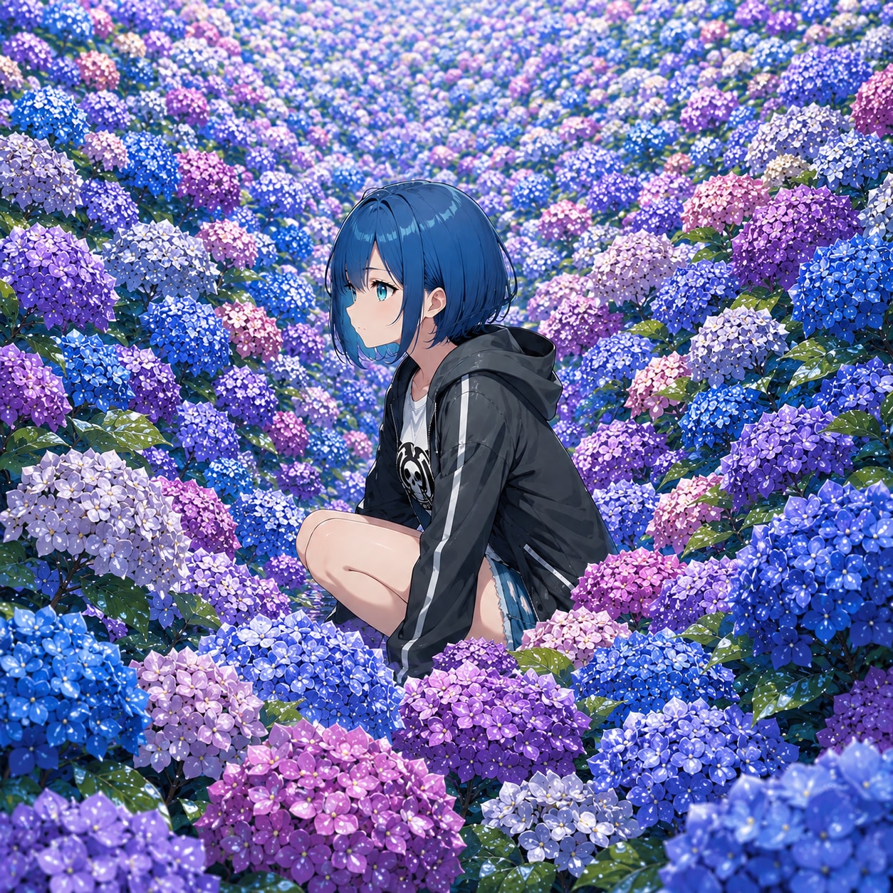 限界まで紫陽花描いてもらった