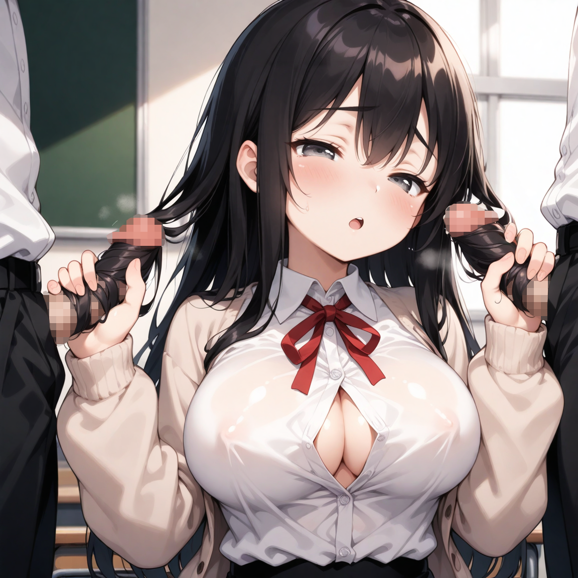 ダブル髪コキ