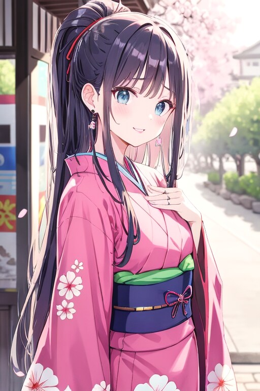 和装女子　花見