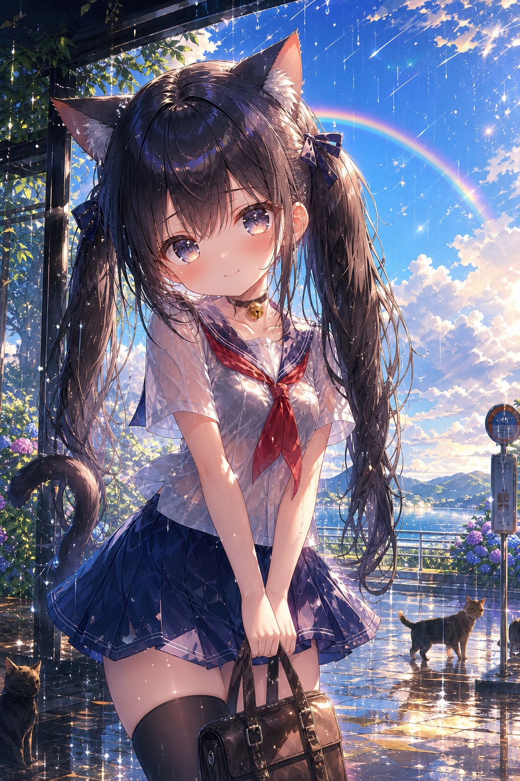 黒ツイにゃん。虹 | の人気AIイラスト・グラビア