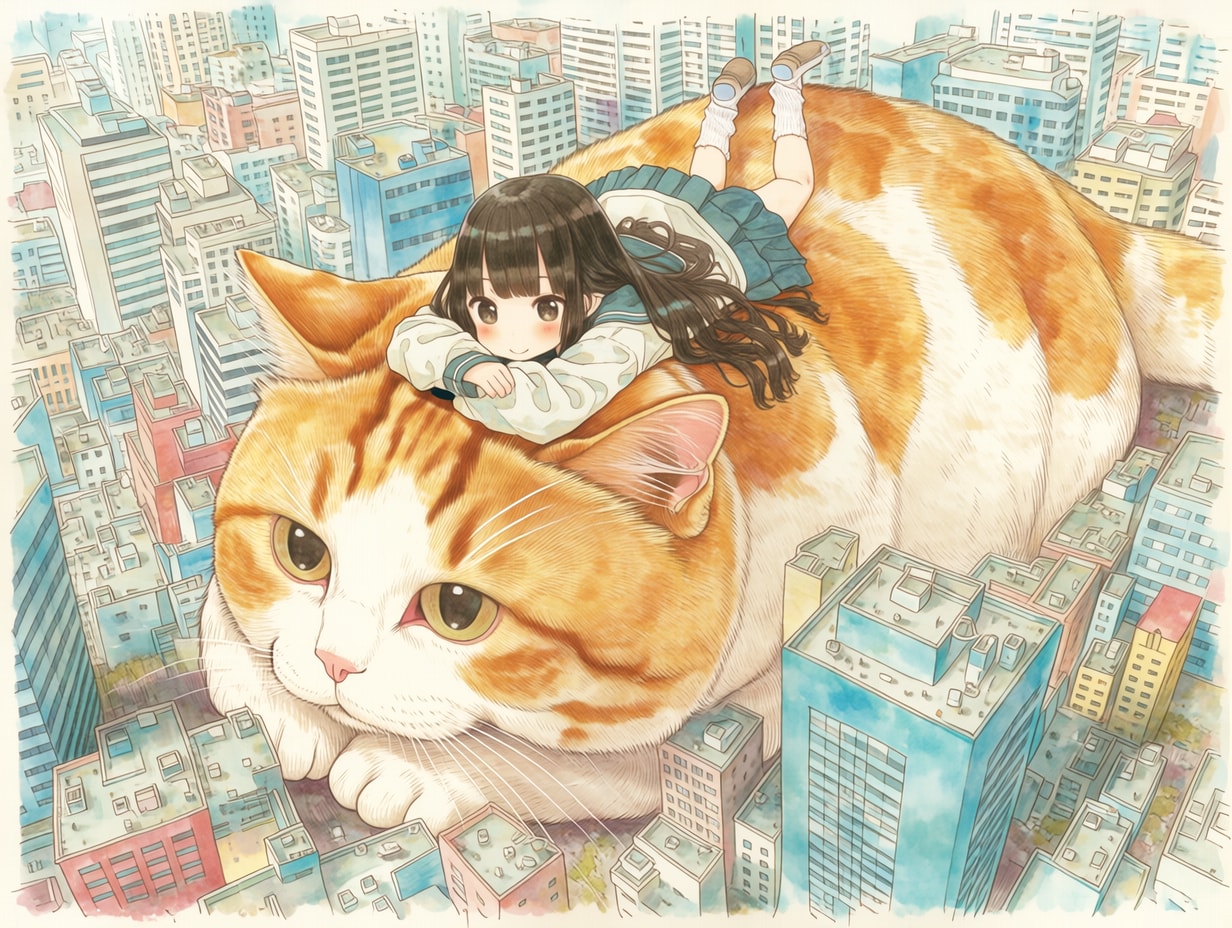 巨猫と一緒（１）niji7 | の人気AIイラスト・グラビア