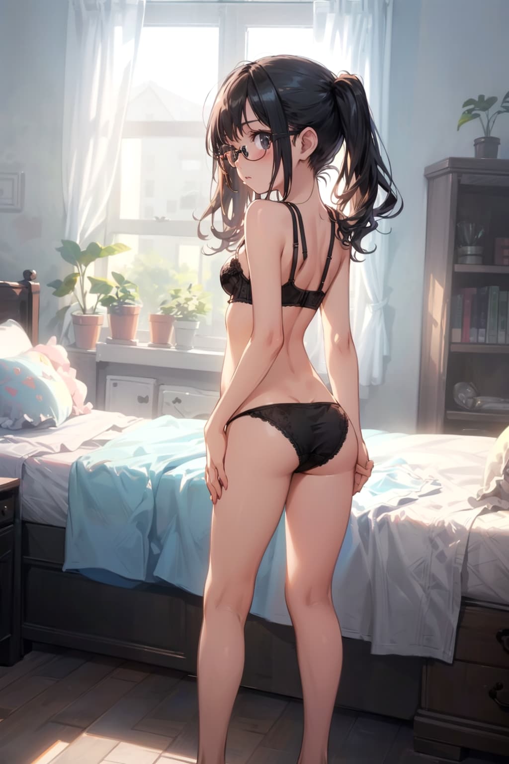 下着の眼鏡っ娘