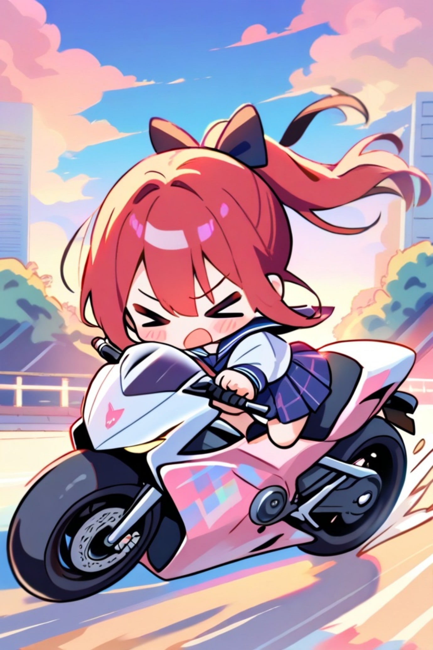 バイクと赤髪ちゃん