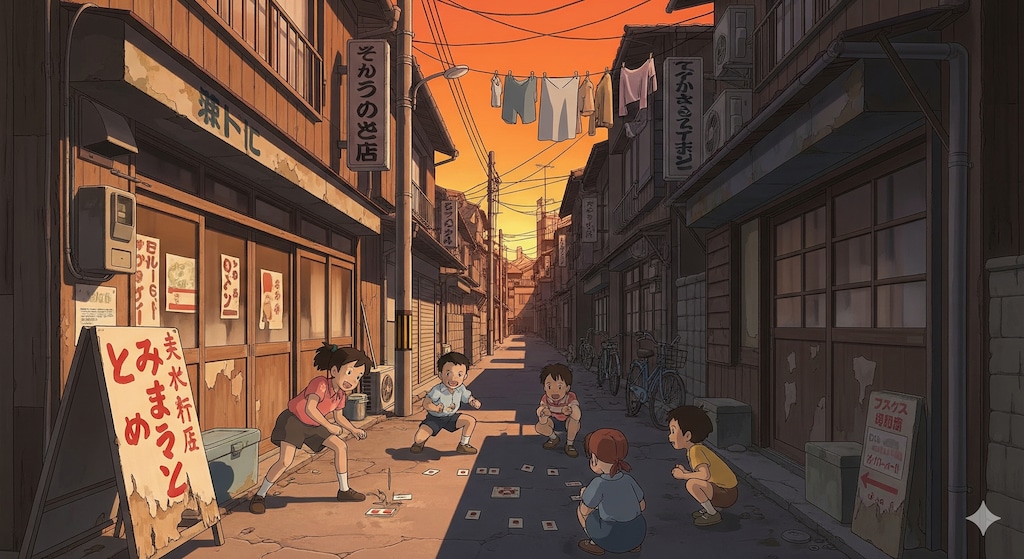 夕暮れの遊び場