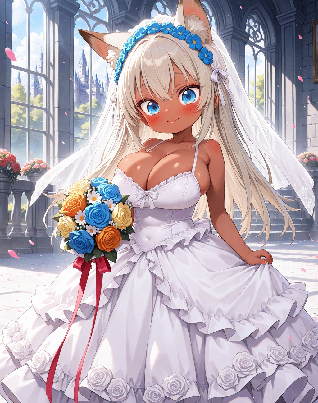 ロリ巨乳ウエディングドレス狐娘