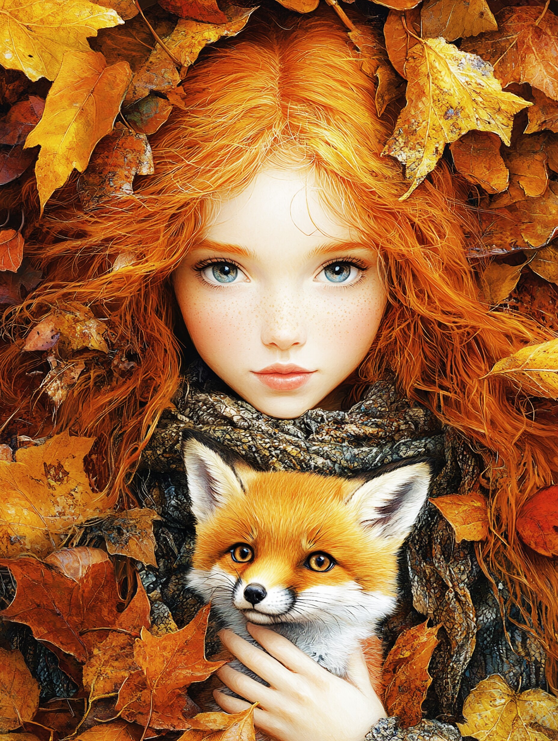 子ギツネ抱く少女 | の人気AIイラスト・グラビア