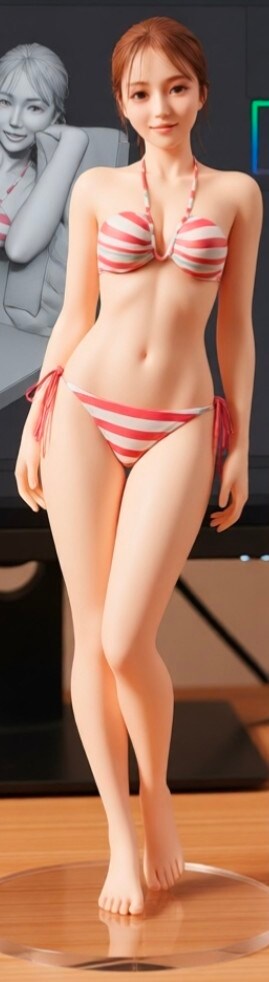 縞柄ビキニ美女フィギュア