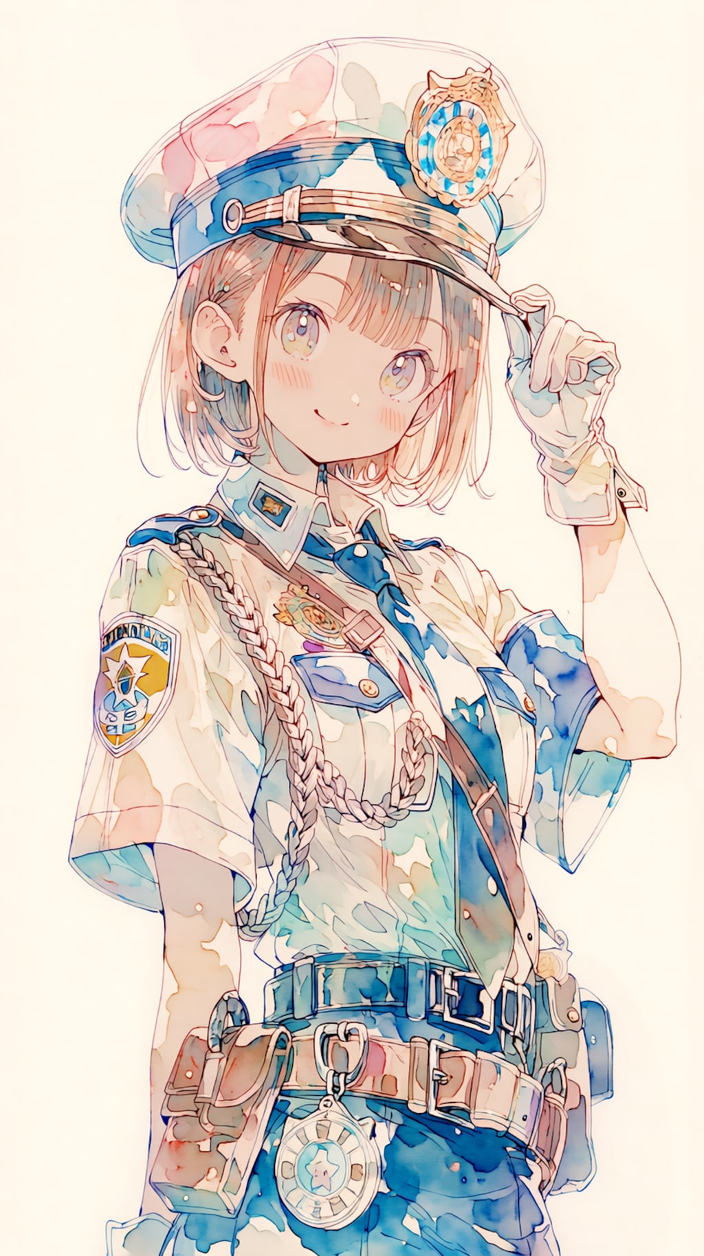 水彩警察官
