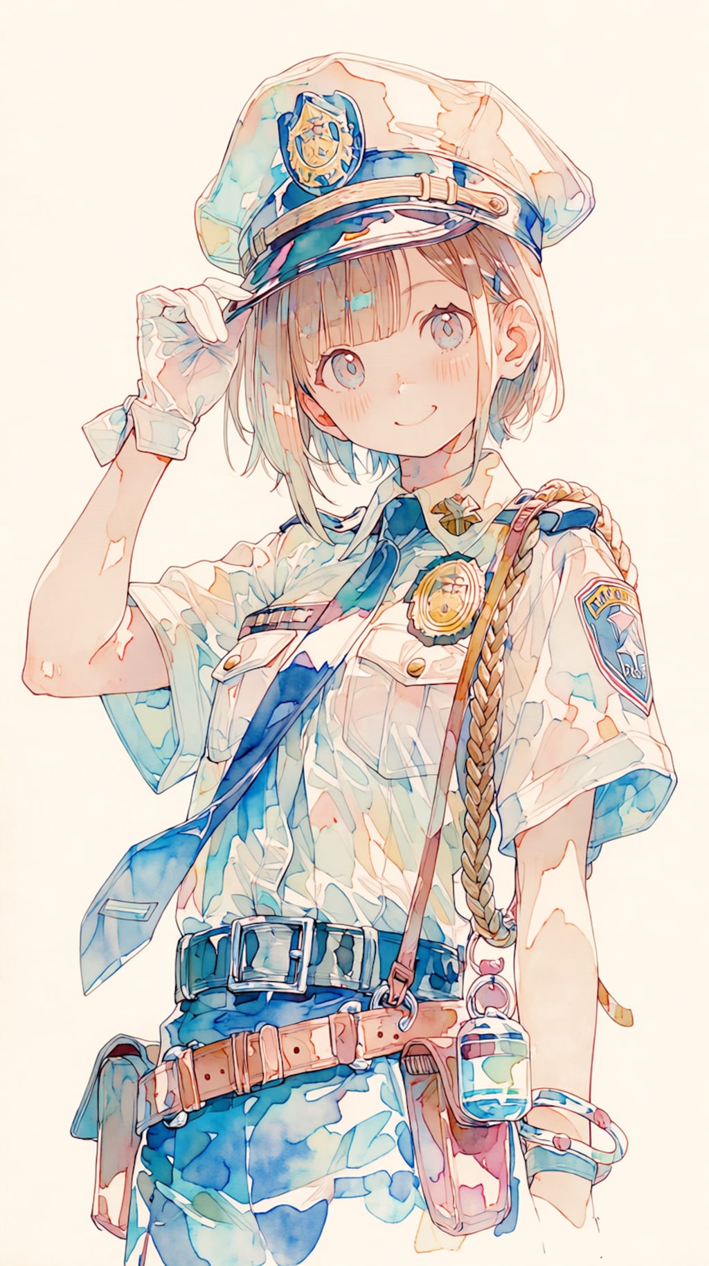 水彩警察官