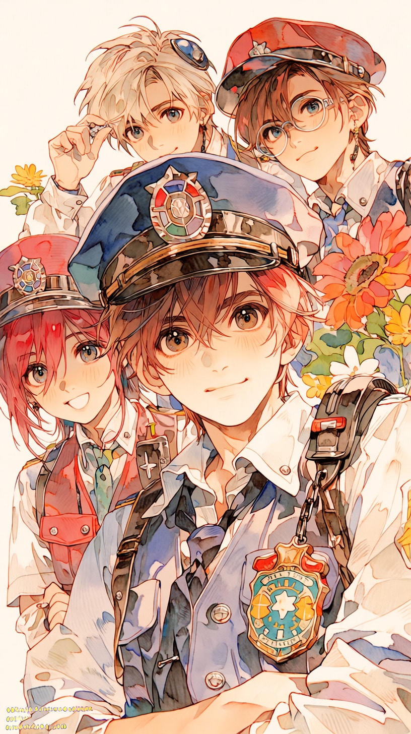 水彩警察官 | の人気AIイラスト・グラビア